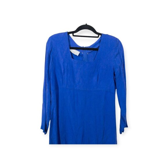 Vintage Rabbit JR Blue Dress With Square Neckline 90's Fashion - Picture 2 of 10